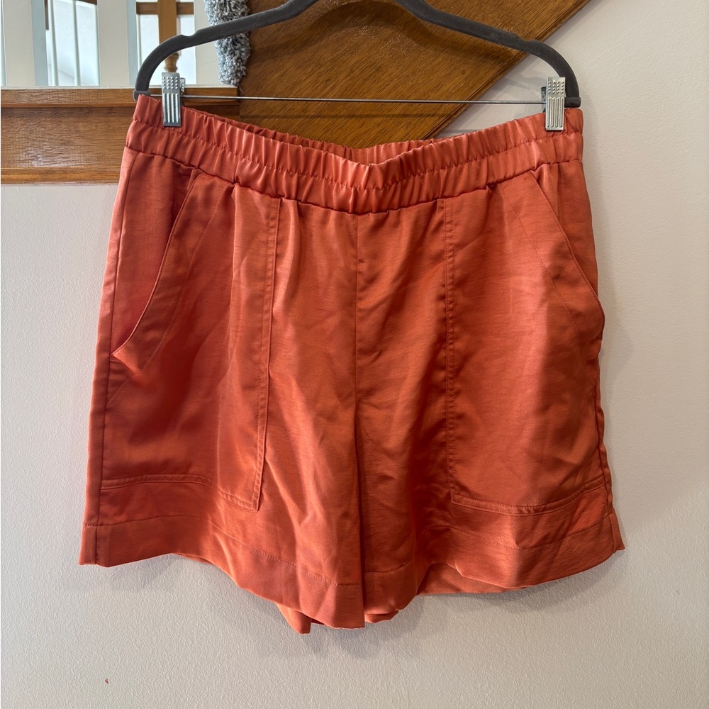 A New Day Women's Orange Elastic-Waist Pull-On Shorts - XL